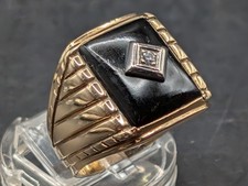 🔥ANTIQUE 10K SOLID GOLD HEAVY DIAMOND STATEMENT RING SIGNED 10.6 GRAMS SZ 10 🔥 picture