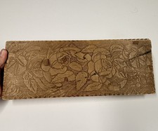 Wizard L. F. Grammes & Son Wooden Box Pyrography Floral Antique Allentown PA Lid picture
