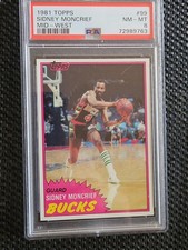 1981 TOPPS BASKETBALL #99 SIDNEY MONCRIEF (MID-WEST)☆PSA 8 (NM-MT)☆BUCKS☆ picture