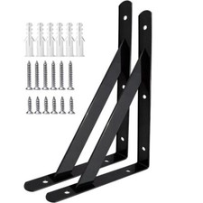 ColourTree 12 Piece Heavy Duty Floating Metal Wall L-Shaped Shelf Brackets picture