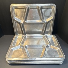 Vintage Carlton Stainless Steel Mess Trays Cafeteria Food Plates USA Lot of 10 picture