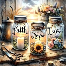 All-in-One Faith, Hope, Love 5D Diamond Art Kit - Relax & Create Beauty picture