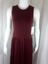 Taylor Twofer Burgundy Knit Satin Pleated Maxi Dress Small picture