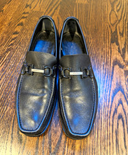 Salvatore Ferragamo Men’s US 9 Black Leather Square Toe Slip-On Dress Loafers picture