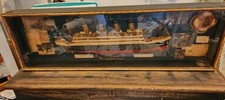Vintage  Titanic Model Ship Diorama  Framed W Glass Shadow Box Large 41