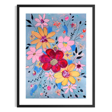 Original Abstract 18x24 Botanical Flower Acrylic Painting Signed Bold Wall Art picture