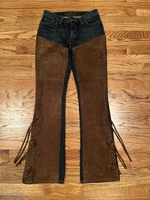 RARE Y2K LAUREN JEANS RALPH SUEDE LEATHER WESTERN CORE  RODEO BOOTCUT JEANS 4 picture