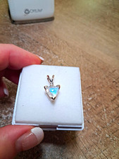 1.67 ct Rainbow Moonstone & Natural Diamond Sterling Silver Pendant picture