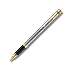 Parker Folio Stainless Steel Gold Trim Rollerball Pen - Pack of 5 picture
