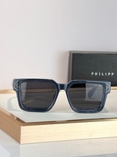 Philipp Plein 005 Sunglasses 55□18-145 Navy Marble Square Frame Grey Lens Unisex picture
