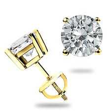 4.0 Ct TW Moissanite Solitaire Stud Earrings 14K Yellow Gold Certified FL/D Gift picture