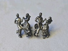 Vintage BEAU 925 Sterling Silver Antique Art Deco Dancing Couple Earrings  7/8” picture