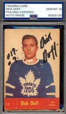 Dick Duff Gem Mint 10 PSA DNA Signed 1955 Parkhurst Rookie Autograph picture
