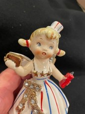 VNT 1950 Lefton July Birthday Angel Miss Firecracker #1987J Figurine 4.75