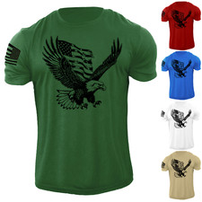 New Men's Distressed USA Eagle Flag T-Shirt Patriotic American Graphic Tee picture