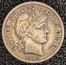 1914-S San Francisco 10C Silver Barber Dime picture