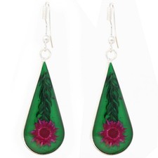 Pink Pressed Flower Teardrop Earrings picture