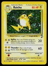 Pokemon Card Base Set 2 Raichu 16/130 Holo Rare TAIL SWIRL picture