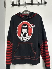 Emily the Strange Hoodie Red and Black Stripes, Size Small, Hot Topic picture