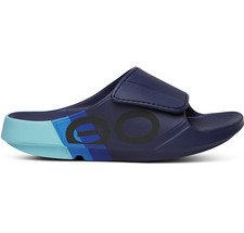 OOFOS Adults' Sport Flex Rally Limited Edition Recovery Slides, Navy / Blue picture