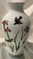 Andrea by Sadek Iris and Song Birds Exquisite Porcelain 11.25” Vase picture