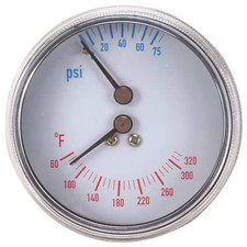 Manufacturer Varies Boiler Gauge, Round, 0-75 PSI, 60 to 260 F, Window: picture