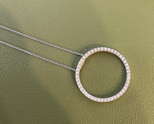 Diamond Circle Pendant Necklace 14K White Gold 20
