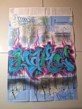 Graffiti Train Map - MAKE$ Graffiti Piece - 23 x 34 Inches - NYC ORIGINAL  picture