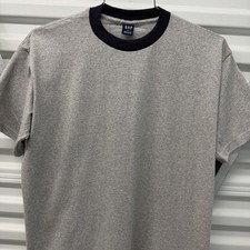 Vintage The Gap Blank Ringer T-shirt Men’s S Heather Grey Navy Collar USA Made picture