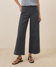 Pact Women's Stretch Twill Wide Leg Pant Large Storm Color Comfortable Bottoms picture