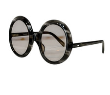 Celine Defile CL40345I 01V Shiny Black Round Sunglasses Grey Smoke Lens 51-24-13 picture