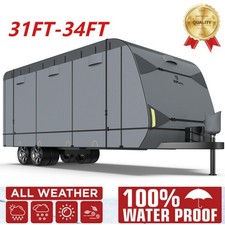 9-Ply Travel Trailer RV Cover Heavy Duty Waterproof Anti-UV Fits Camper 32'-34' picture
