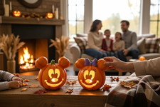 Disney Mickey & Minnie Mouse Light-Up Pumpkin Halloween Figurine Set of 2 picture