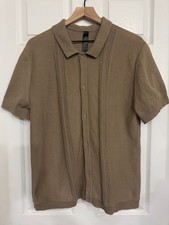 Lululemon Men's Cotton Blend Open Knit Button Up Shirt Pima Size M Taupe picture