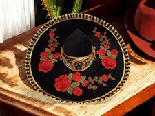 Authentic Mexican Mariachi Charro Sombrero – Adult Mariachi Hat with Flowers picture