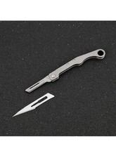Mini Titanium Utility Folding Knife Scalpel Blade Pocket Keychain Outdoor EDC picture