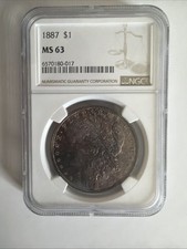 1887 Morgan Silver Dollar PCGS MS 63 Beautiful Toning On Obv And Rev 🔥🔥🔥 picture
