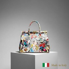 MAHENA MUSE Handcrafted Pop Art Genuine Leather Handbag Luxury Made in Italy picture
