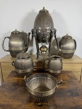 Antique Gorham 0170 Silver Soldered Tea Coffee Service Urn Burner 7pc c1870 picture