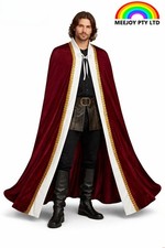 Royal King Queen Velvet Cape Medieval Prince Cloak Halloween Cosplay Costume picture