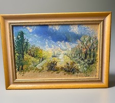 Vintage Impressionist Oil Painting Signed M Schrader 1981 Framed Landscape Art picture