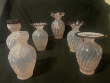 Fenton Crested spiral optic Vase Progressive Set OOAK picture