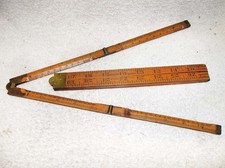 TWO Antique STANLEY Wood/Brass Folding RULER Carpenter Tool Woodworking 24 & 36