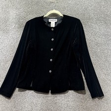 VTG Ronni Nicole By Ouida Cardigan Sweater Women Medium Black Velvet Button Up picture