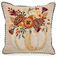 MacKenzie-Childs Autumn Frost Beaded Pumpkin Throw Pillow NEW picture