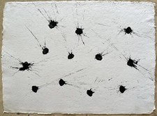 ORIGINAL MINIMALIST PAINTING BLACK INK ON HANDMADE PAPER picture