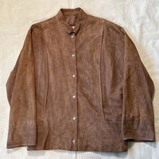 VTG Alan Austin Beverly Hills Suede Snap Jacket Sz 38 Made In France picture
