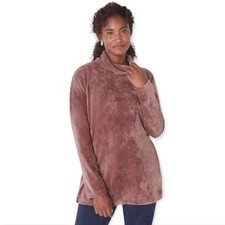 Pure Jill Rose Mauve Crushed-Velour Cowl-Neck Tunic Size XS picture