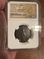 Byzantine CLASS C Anonymous Christ Follis AD 1034 - 1050 Christ Stnd NGC Genuine picture