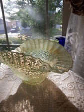Vintage Fenton Topaz Opalescent SPLATTER BOWL GLOWS BEAUTIFULLY VERY VERYRARE picture
